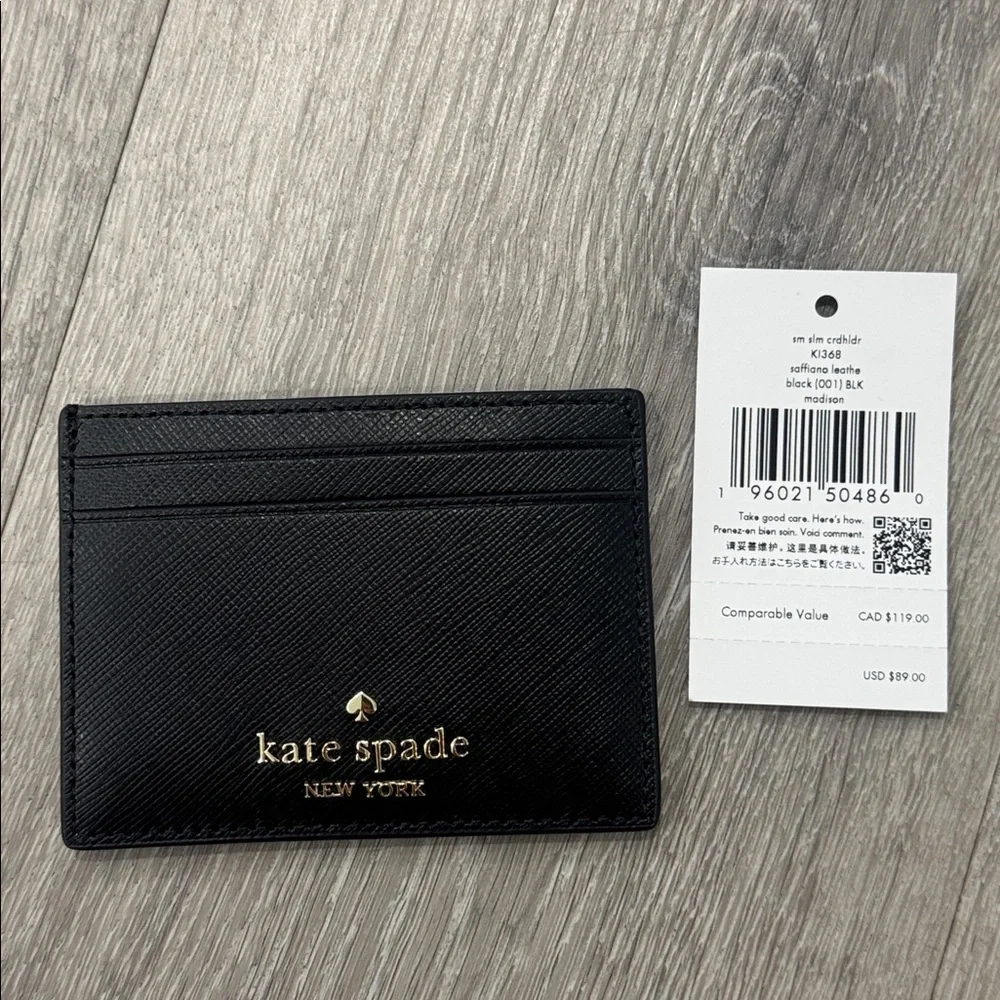 Kate Spade Black Slim Card Case Holder Wallet
